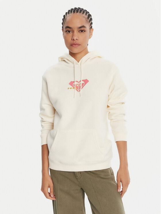 Roxy Bluza Surf Stoked Crew Brushed Vint ERJFT05018 Écru Regular Fit