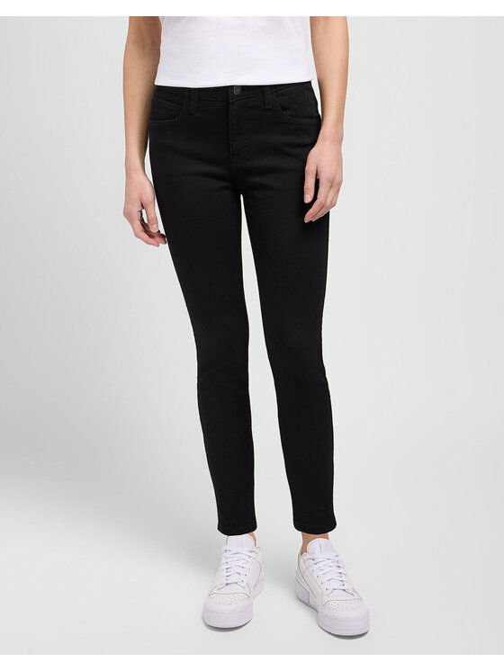 Lee Lee Spodnie materiałowe HIGH RISE SKINNY Czarny Slim Fit