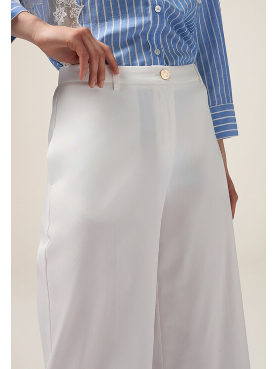 Oltre Oltre Spodnie materiałowe P065R008589N011 Biały Baggy Fit