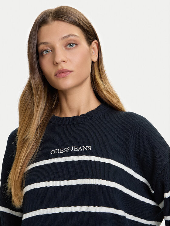 Guess Jeans Guess Jeans Sweter W5BR03 Z3HM1 Granatowy Relaxed Fit