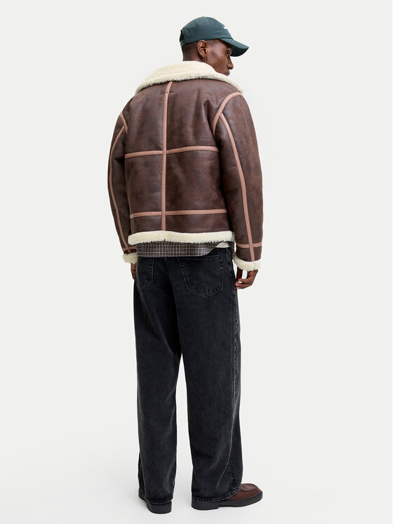 Jack & Jones Jack & Jones Bunda z imitácie kože Liverpool 12282948 Hnedá Regular Fit