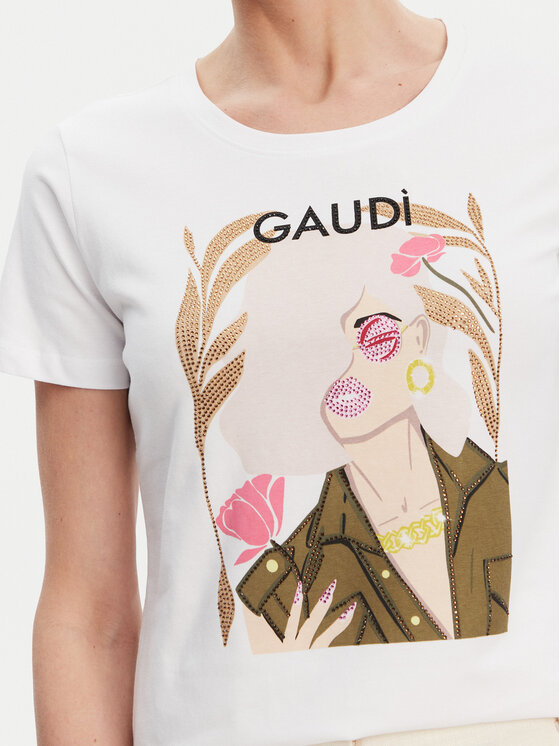 Gaudi Gaudi Тишърт 511BD64035 Бял Regular Fit