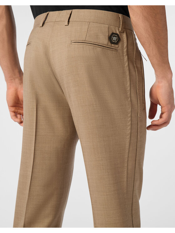 PHILIPP PLEIN PHILIPP PLEIN Spodnie materiałowe 24551 Beżowy Wide Fit