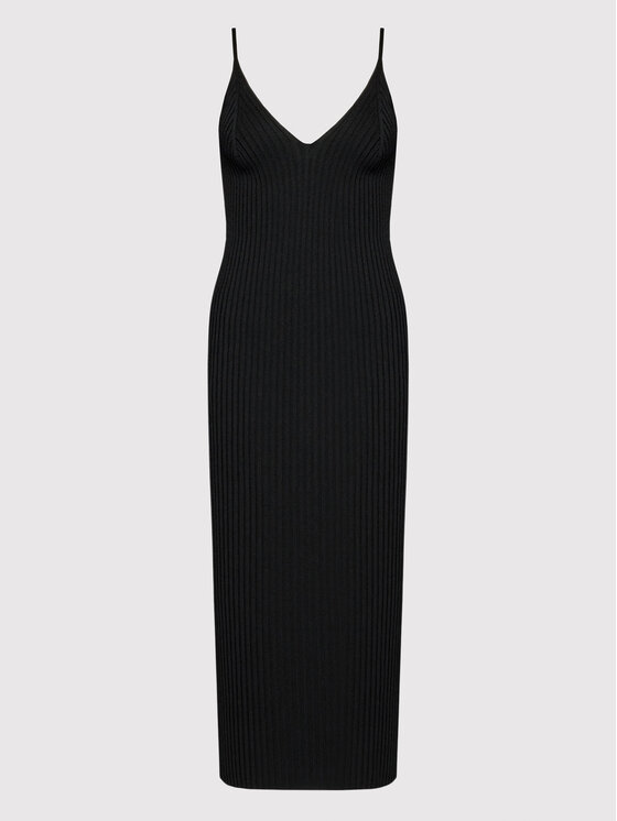 Simple Simple Letní šaty SUD007 Černá Slim Fit