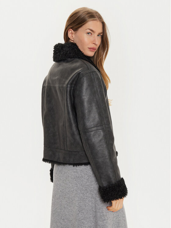 MAX&Co. MAX&Co. Μπουφάν δερμάτινο 2426086074200 Μαύρο Regular Fit