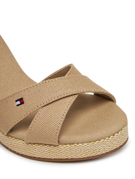 Tommy Hilfiger Tommy Hilfiger Sandały Flag High Wedge Espad Crisscross FW0FW08661 Beżowy