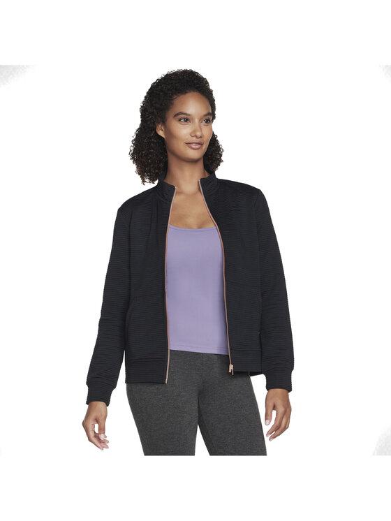 Skechers Skechers Bluza Skechers Go Walk Everywhere Full Zip Hoodless Czarny Regular Fit