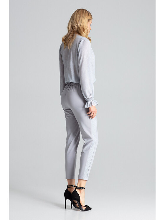 FIGL FIGL Spodnie damskie M689 Szary Regular Fit