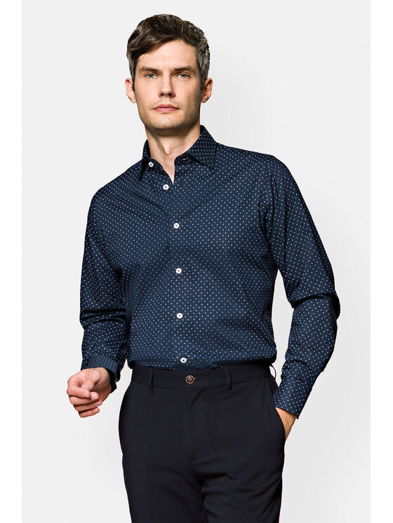 Lancerto Lancerto Koszula Nicola KO073122000033 Granatowy Slim Fit
