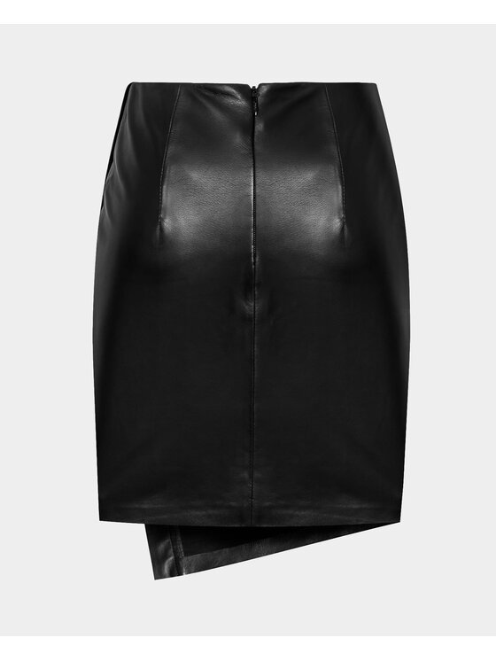 BENU BENU Spódnica Skórzana Czarny Slim Fit