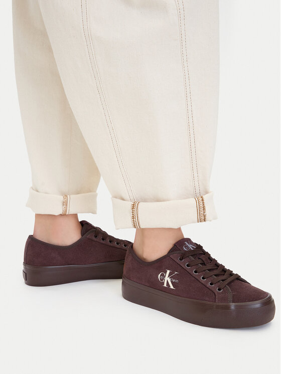 Calvin Klein Гуменки Vulc Flatf Laceup Suede HW0HW03088 Бордо