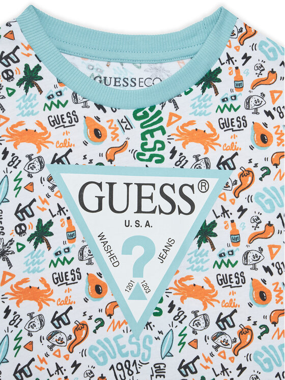Guess Guess Completo t-shirt e pantaloncini sportvi N6GG00 K8HM4 Blu Regular Fit