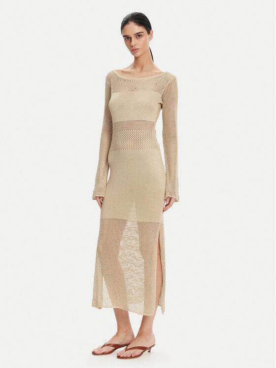 Fracomina Fracomina Трикотажна сукня FS25SD5004K514O7 Бежевий Slim Fit