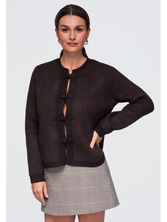 Ombre Ombre Sweter OW-SW-E0007 Brązowy Regular Fit