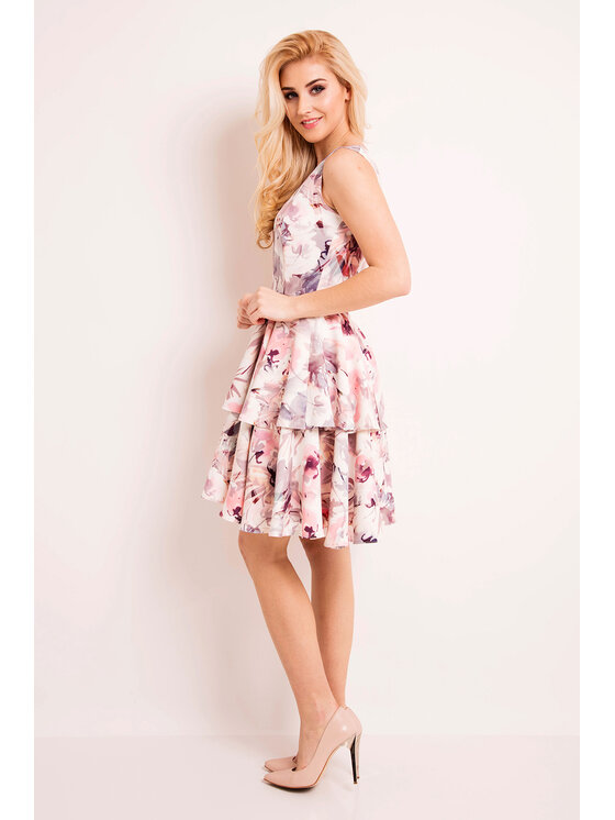 Awama Awama Sukienka koktajlowa L040 Kolorowy Basic Fit