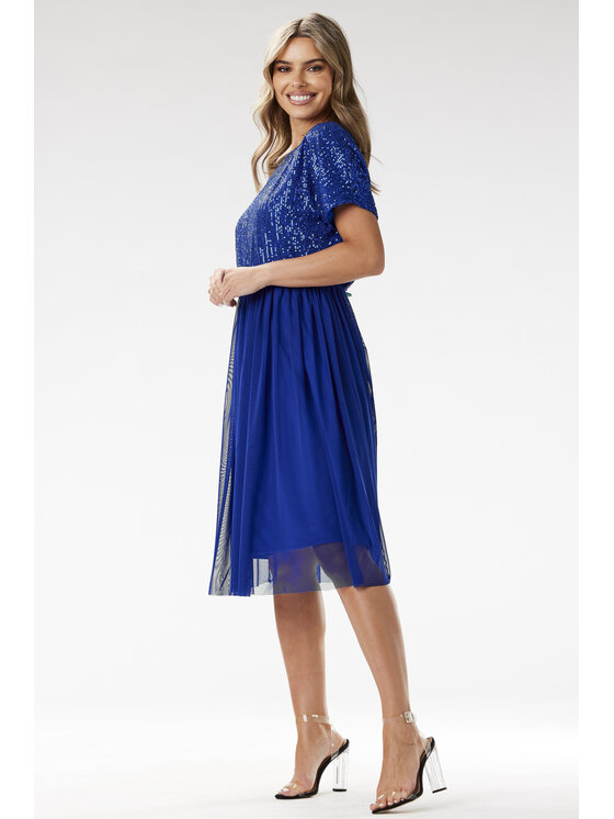 Awama Awama Večerní šaty A689 Modrá Basic Fit