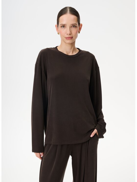 LEBRAND LEBRAND Longsleeve Anthony Brązowy Regular Fit