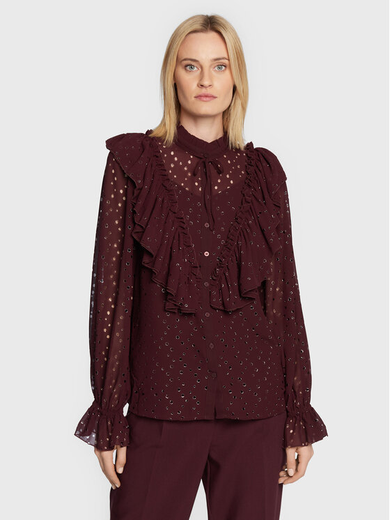Bruuns Bazaar Srajca Angelonia Aliyha BBW3089 Bordo rdeča Regular Fit