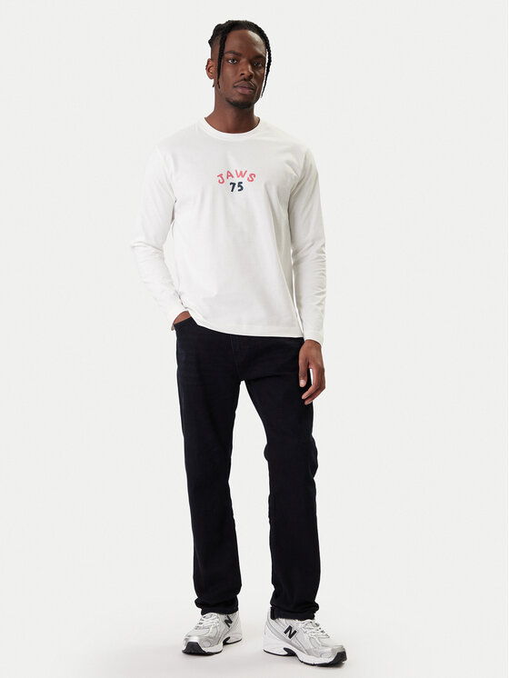 Jack & Jones Jack & Jones Pikkade varrukatega T-särk Jaws 12286615 Valge Relaxed Fit