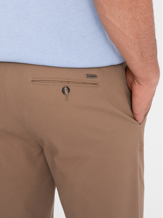 Ombre Ombre Chinosy OM-PACP-0186 Brązowy Slim Fit
