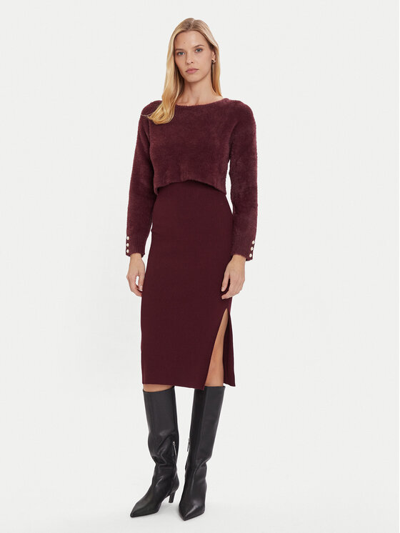 Morgan Morgan Úpletové šaty 242-RMONA Bordó Slim Fit
