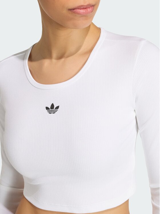 adidas adidas Longsleeve ESSENTIALS RIB CROPPED Biały Fitted Fit