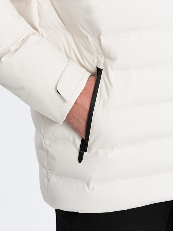 Ombre Ombre Kurtka zimowa OM-JAHP-0150 Écru Regular Fit