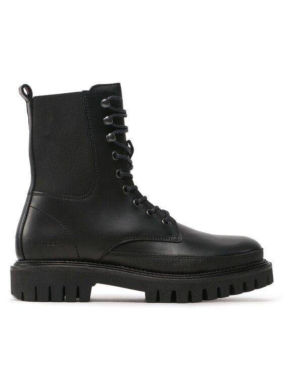 Tommy Hilfiger Outdoorová obuv Premium Casual Chunky Lth Boot FM0FM04187 Čierna