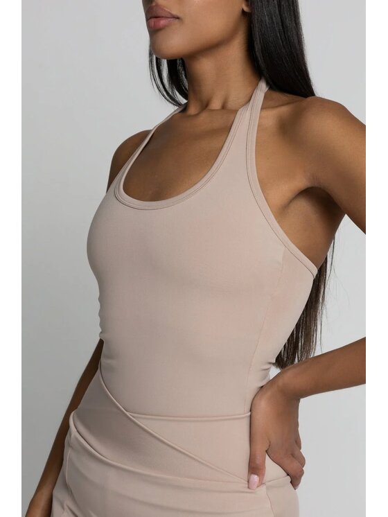 Chiara Wear Chiara Wear Top Top I AM z dekoltem z tyłu z mocowaniem na karku Beżowy Slim Fit