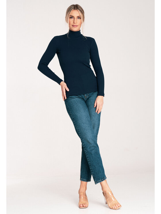 FIGL FIGL Bluzka M1058 Granatowy Fitted Fit