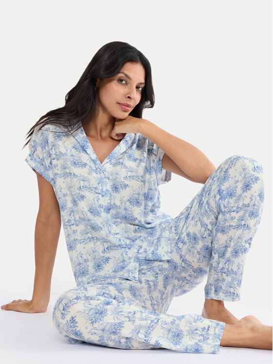 Triumph Triumph Pyžamo Boyfriend 10222611 Modrá Relaxed Fit