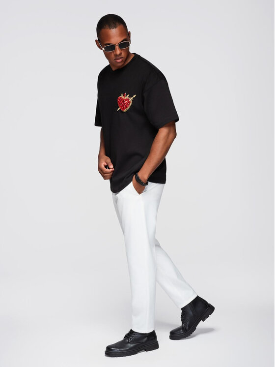 Ombre Ombre T-Shirt OM-TSCT-0290 Czarny Oversize