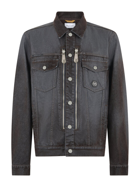PHILIPP PLEIN PHILIPP PLEIN Kurtka jeansowa 31239 Czarny Regular Fit
