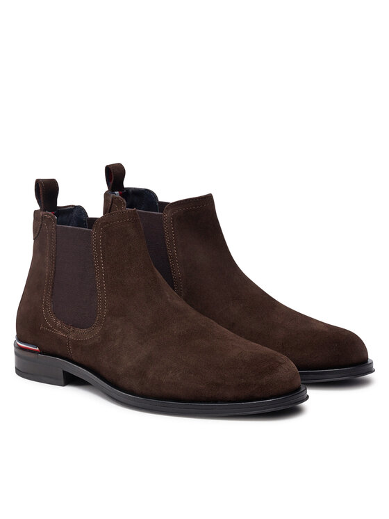 Tommy Hilfiger Tommy Hilfiger Kotníková obuv s elastickým prvkem Core Rwb Hilfiger Suede Chelsea FM0FM04757 Hnědá