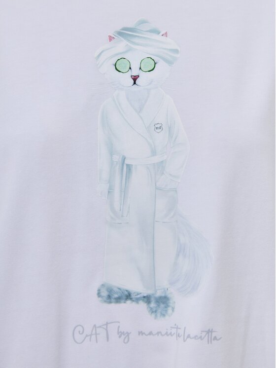 CAT by maniita lacitta CAT by maniita lacitta Koszula nocna Printed oversized T-shirt SPA CAT Biały Relaxed Fit