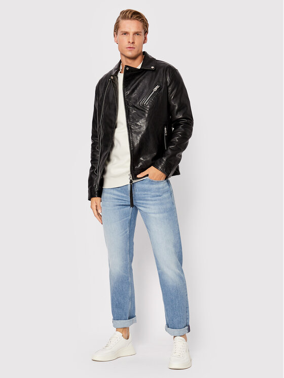 Giacca di pelle M2YL12 L0QN0 Nero Regular Fit