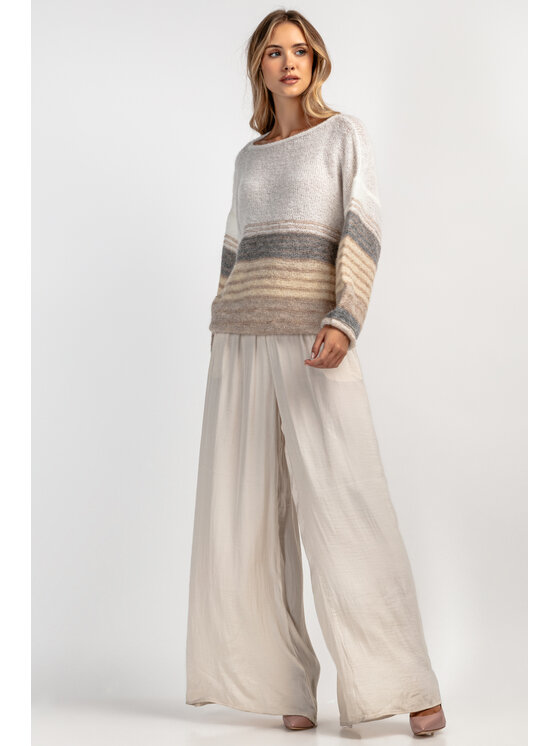 Fobya Fobya Sweter F1897 Écru Basic Fit