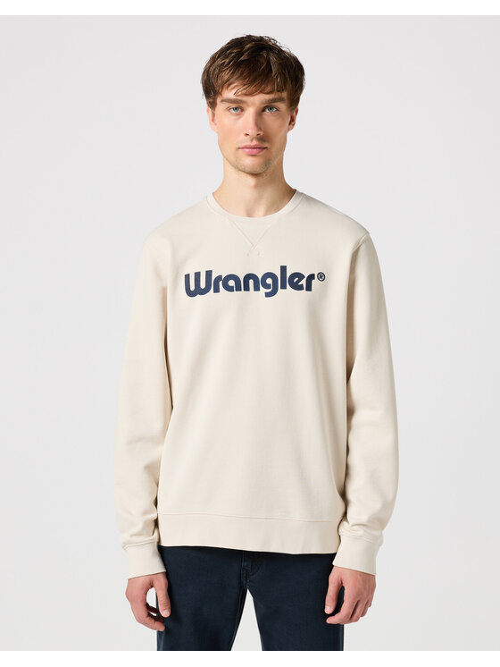 Wrangler Wrangler Felpa LOGO CREW SWEAT Écru Regular Fit