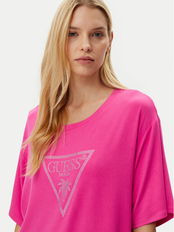 Guess Guess Тишърт E4GI00 K68D2 Розов Regular Fit