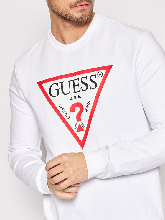 Guess Guess Džemperis Audley M2YQ37 K6ZS1 Balta Slim Fit