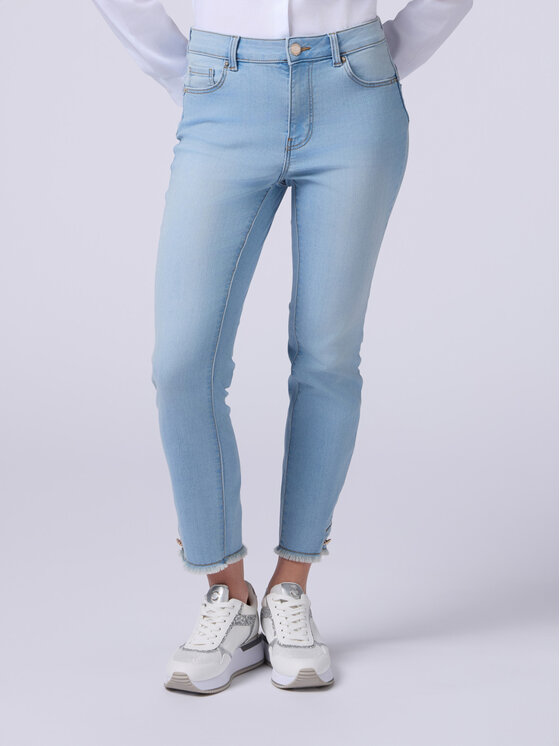 Oltre Oltre Jeansy P497R008187N0A4 Turkusowy Skin Fit