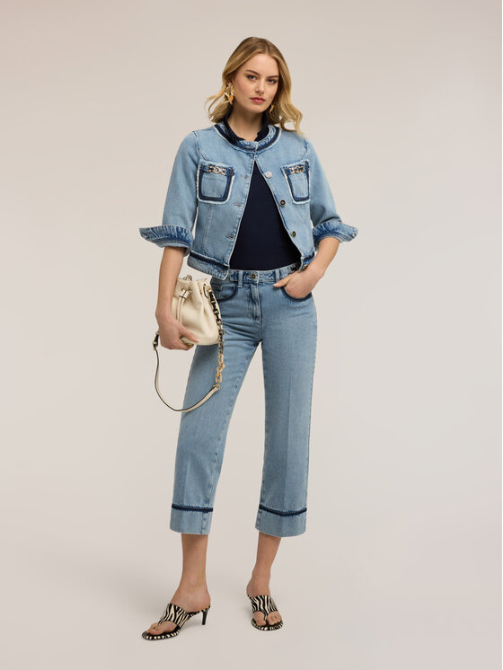 Motivi Motivi Jeansy P463Q004501N004 Turkusowy Cropp Fit