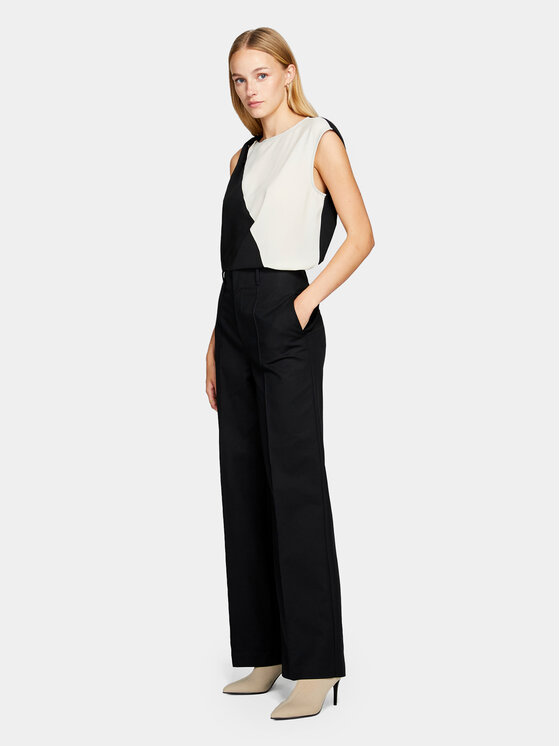 Sisley Sisley Hlače iz tkanine 4ZY7LF03L Črna Wide Leg