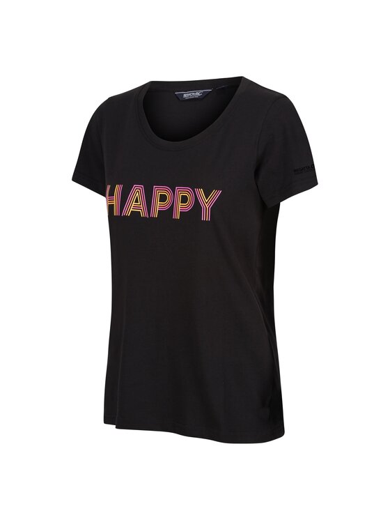 Regatta Regatta T-Shirt Fingal VIII Enjoy Every Moment Czarny Short Fit