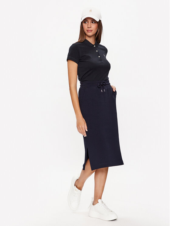 Gant Gant Midi sijonas Icon 4204707 Tamsiai mėlyna Regular Fit