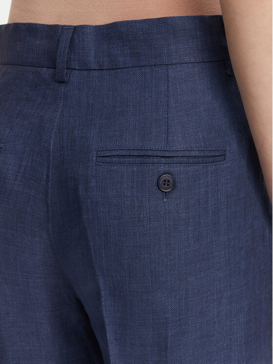 Weekend Max Mara Weekend Max Mara Medžiaginės kelnės Malizia 2515131052 Tamsiai mėlyna Regular Fit