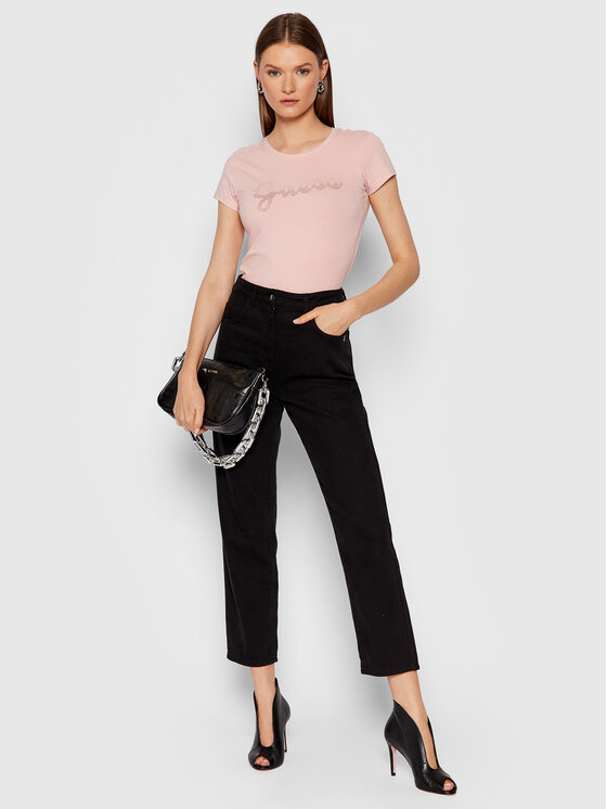 T-shirt Split Script Logo W1BI22 KAKZ1 Rosa Slim