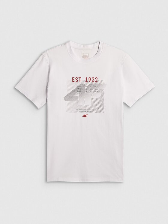 4F 4F T-Shirt 4FRSS26TTSHM4039-10S Λευκό Regular Fit