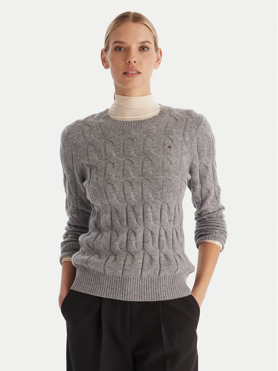 Tommy Hilfiger Tommy Hilfiger Pulover WW0WW43586 Gri Regular Fit