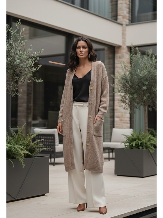 FIGL FIGL Kardigan M1237 Hnědá Regular Fit